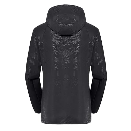 Regenjacke Damen Wasserdichte Atmungsaktiv übergangsjacke Faltbar Funktionsjacke Leichte Dünne Langarm Sommerjacke Reißverschluss Outdoorjacke mit Kapuze Winddicht Wanderjacke 1 Schwarz L