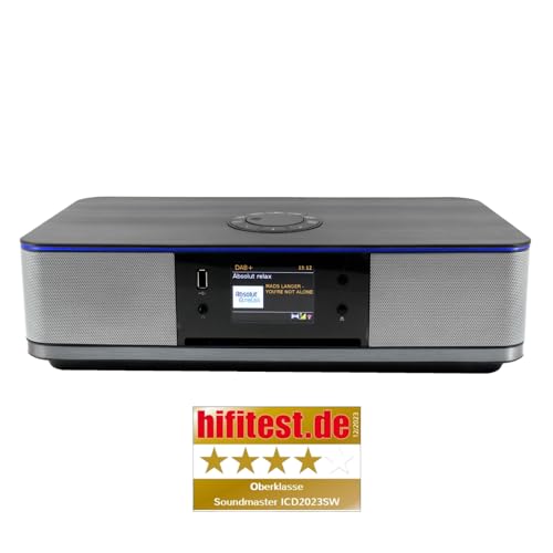 Soundmaster Highline ICD2023SW Stereoanlage Internetradio WLAN 2,4/5 GHz LED Ambientebeleuchung DAB+ Bluetooth CD-Player USB MP3 APP Farbdisplay Wecker – Bild 3
