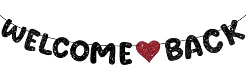 DAJISI Willkommensbanner Herzlich Willkommen Girlande Papier Schwarz Schön Dass Du Wieder Da Bist Liebevoll Welcome Back Girlande