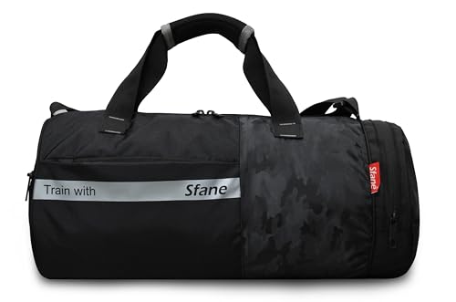 Image of Sfane Gym Bags for Men with Separate Shoe Compartment Sports Gym Bags for Women Unisex Duffle Bags for Gym for Carry & Travel Adjustable Duffel Bags Sports Bag - Black