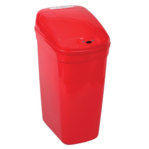 SP Bel-Art Touch Free 7.3 Gallon Automatic Waste Can with Red Lid (F13202-0022)