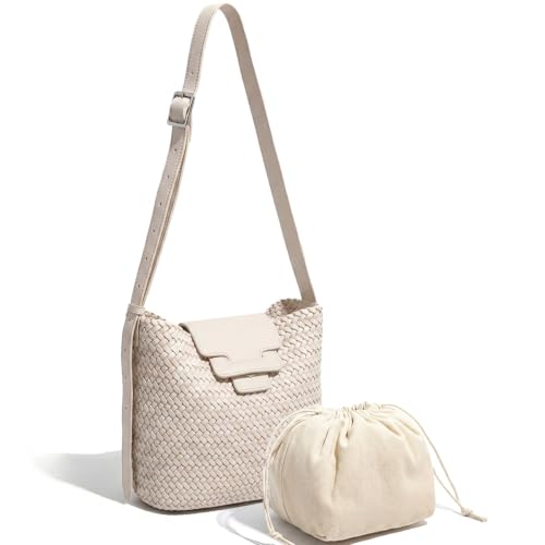 Image of JINMANXUE Woven Tote Bag For Women,Travel Shoulder Bag, Large Hollow Beach Soft Satin Handbags Hand-woven Satchel Clutch