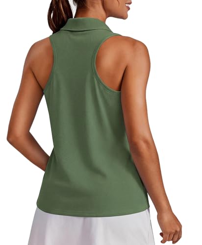 Image of PINSPARK Womens Golf Shirt UPF 50+ Sleeveless Collared Shirts Quick Dry Tennis Polo V-Neck Racerback Athletic Workout Tank