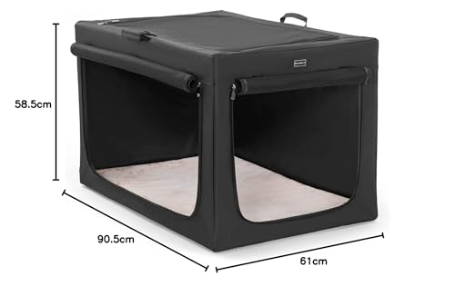 Petsfit Hundebox für Zuhause, Hundebox faltbar für große Hunde, Hundetransportbox Auto Verstellbares Design Hundeschlafbox, Zimmerkennel Hund mit Reißfeste Netzfenster & plüsche Betteinlage