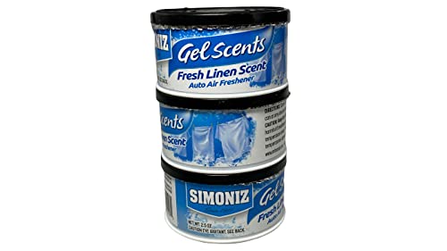 Simoniz - Gel Air Freshener 3 Pack 2.5 Ounces Each - Auto Air Freshener, Eliminates Bad Scents & Odors - Home, Pets, Bathroom, Kitchen, Living Room, Car - Absorbent, Long Lasting Fragrance (Fresh Linen) #TOP14