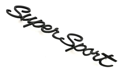 Image of 2Pcs Script Super Sport Emblems 3D Front Side Badge Nameplate Letter Compatible with Chevy Impala SS 1965 1966 (Glossy Black)