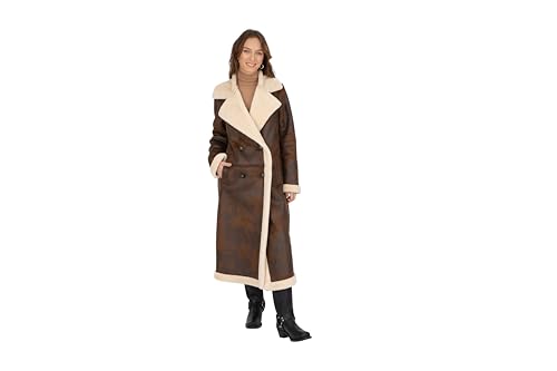 Frye Women's Faux Shearling Maxi Double Breasted Coat