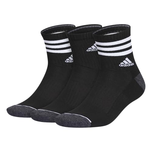 adidas mens 3-stripe High Quarter Socks With Arch Compression (3-pair)