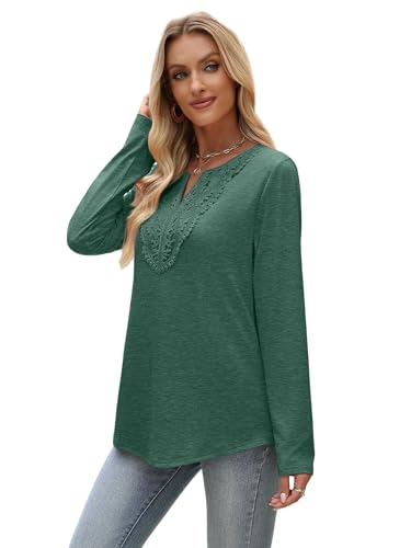 Image of XIEERDUO Boho Tops for Women Blouses Dressy Casual V Neck Long Sleeve Shirts Fall Outfits Trendy Vacation Clothes