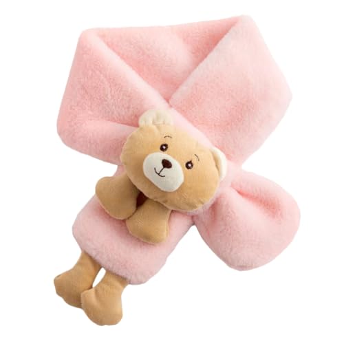 Abaodam Bufanda Infantil de Invierno de Felpa Suave Diseño de Oso Caricatura Color Rosa Tamaño Pequeño para Cálida y Gruesa Adecuado para Actividades al Aire Libre y Regalos