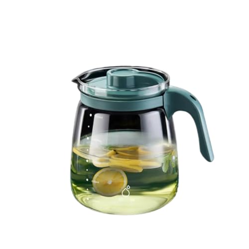 Conutooスタイリッシュで清潔、 ケトルはさまざまな飲み物に使用できます 、冷水筒、ガラス、耐熱冷水筒、透明急須、紅茶ポット、麦茶、冷蔵庫、軽量、大容量、目盛り付き (2000ml,グリーン)