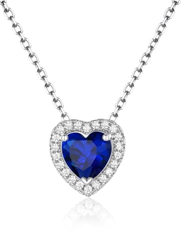 FindChic Dainty Heart Birthstone Necklace for Women Mom Girls Platinum Plated CZ Pendant Sparkly Birthday Anniversary Valentine's Gifts for Her Mom, with Gift Box