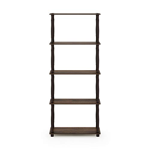 Image of Furinno Turn-N-Tube 5-Tier Multipurpose Shelf / Display Rack / Storage Shelf / Bookshelf, Classic Tubes, Walnut /Brown