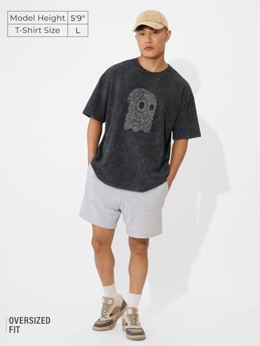 Image of The Souled Store Mr. Soul Men and Boys Short Sleeve Round Neck Purple Graphic Printed Cotton Oversized T-Shirts