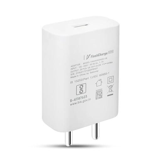 Image of NIZIX Superflash 2.0 44W Type C Flash Charging Adapter Compatible With Vivo T3 Ultra,T3 Pro,T3 Lite,T3X,T3,T2,Y29,Y300,Y18T,Y300+,iQOO 13,12,Neo9 Pro,Z9S,Z9S Pro 44W Fast Charge Adaptor,White