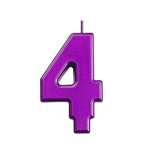 DERVENTA Purple Number 4 Birthday Candle 3.7in Cake Topper 1 Piece