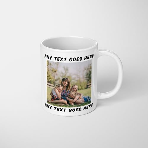 Personalised Upload Your Own Photos Custom Text Coffee Cup Tea Mug | British Made | 11oz Spacious Mug | Large Handle Easy Grip | Custom Photo Gift (Image & Optional Text)