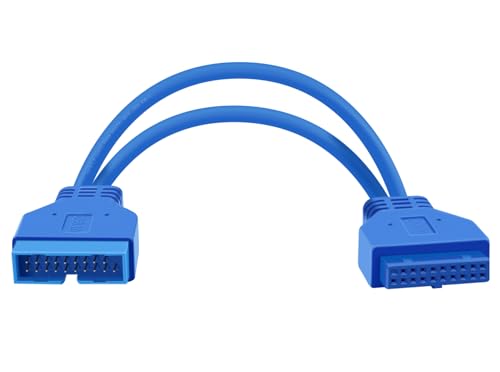 HuaLiSiJi Extension USB 3.0 19/20 Broches Rallonge USB 3.0 Interne Rallonge USB Carte Mere pour Carte Mère USB 3.0 pour PC de Bureau Carte mère (Bleu 0,3m)