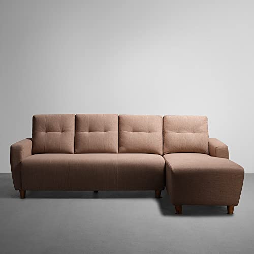 Image of Sleepyhead Yolo Designed by Duroflex - 3 Seater Sofa, RHS L Shape Sofa Set |Premium Fabric, Plush 3-Layer Cushioning |Modern Buttonless Tufted & Anti-Sag Comfort |3 Years Warranty - Coco Brown