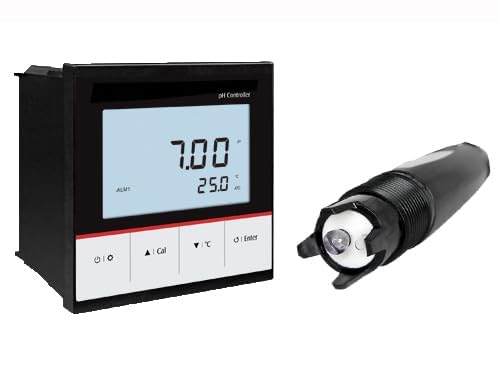 Industrial pH Analyzer Online pH Controller with 1 to 3 Points Calibration pH Range -1.00 to 15.00pH Automatic Temperature Compensation High/Low Limit Alarm Detachable Screw Terminals