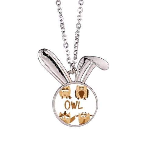 Collier pendentif lapin chouette chapeau verre bijou fantaisie tendance