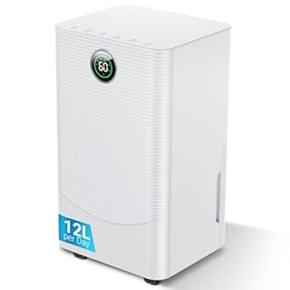 12L/day Dehumidifier with Digital Humidity Sensor & Display - 24-Hour Timer, 3 Dehumidification Modes, Continuous Drain, Ideal for Bedrooms, Office, Basements,Travel-Friendly,White-Upgraded