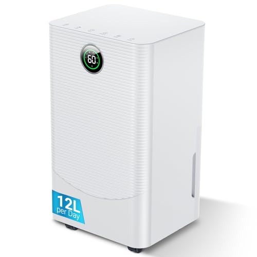 12L/Day Dehumidifier with Humidity Sensor & Display and 24-Hour T...