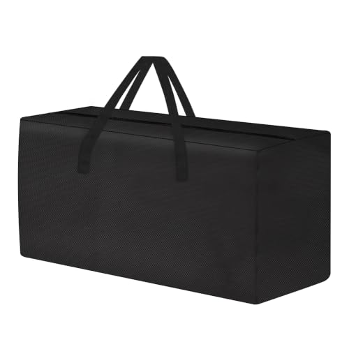 Klmnop 177 Gallon Outdoor Cushion Storage Bag, 68 Inch Extra Large Waterproof Patio Cushion Storage Bag with Zipper and Handles for Patio Garden Furniture Cushions(Black, 68"L x 31"W x 20"H)