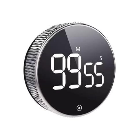 ZUDULUTU Kitchen Timers,Large Magnetic LED Countdown Timer with Constant Light Function for Baking Studying Teaching-Silver Cover