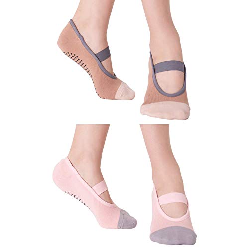 Color Block Yoga Socks with Non Slip Grips, Perfect for Pilates, Barre, Ballet, Barefoot training - Main Image