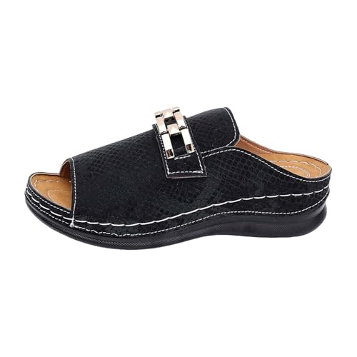 BOTCAM Sandalias de verano para caminar, sandalias de baño para mujer, sandalias ortopédicas con soporte de arco, pantuflas de pescado, punta abierta, sandalias de mujer al aire libre, sandalias de