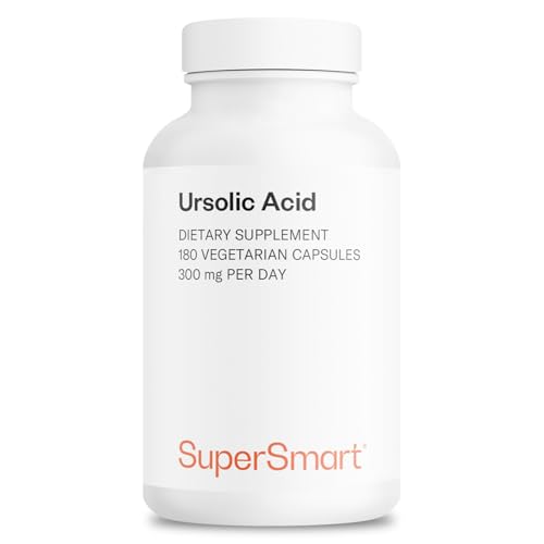 Supersmart - Ursolic Acid 300mg per Day (Well-Tolerated) - Rosemary Leaf Extract Supplement | Non-GMO & Gluten Free - 180 Vegetarian Capsules