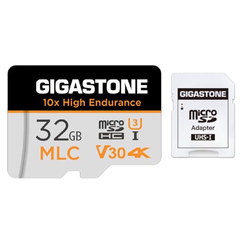 [10 x wysoka wytrzymałość] GIGASTONE Industrial 32 GB MLC karta Micro SD, nagrywanie wideo 4K, kamera bezpieczeństwa, kamera samochodowa, kompatybilna z monitoringiem 95 MB/s, U3 C10, z adapterem [5