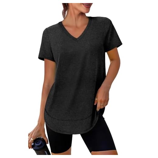 XIEERDUO Summer Tops for Women 2026 Short Sleeve Workout Clothes Black L