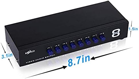E-SDS 8-Way AV Switch RCA Switcher 8 in 1 Out Composite Video L/R Audio Selector Box for DVD STB Game Consoles CV0235