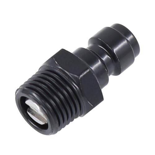 Image of 8mm Quick-Disconnect Plug Adapter, 1 /8 inch NPT Male Thread, Foster PCP Airsoft Adapter Fittings, Black Zinc Plated Copper
