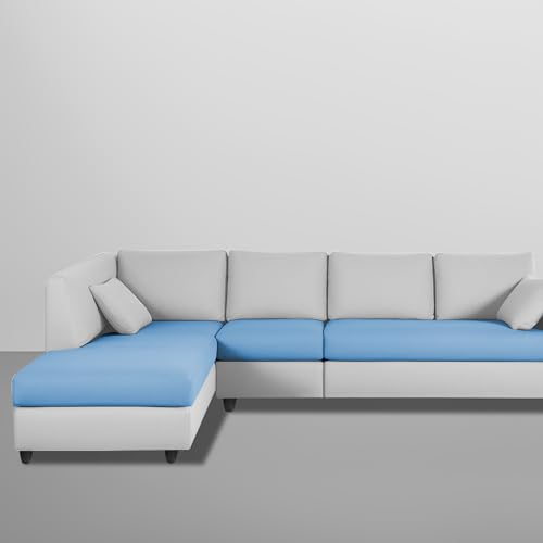 Image of Florian LHS 6 Seater L Shape Sofa Set for Living Room (Turquise Grey Fabric) Premium Fabric Sofa