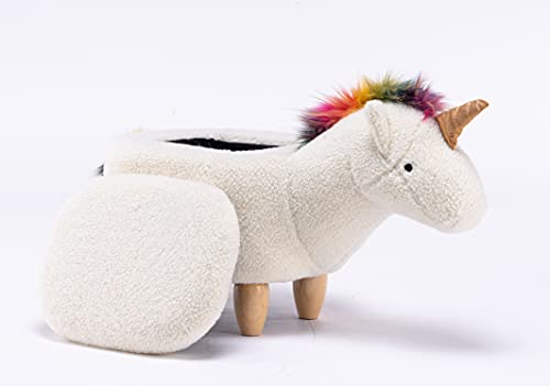 Home 2 Office Unicorn Ottoman For Kids' Bedroom, Playroom, Nursery, And Living Room, Animal Ottoman With Storage, Footstool For Kids, Rainbow #TOP7