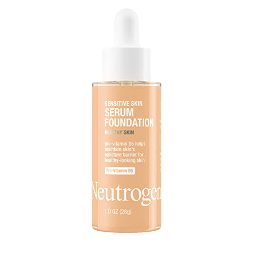 Neutrogena Healthy Skin Sensitive Skin Serum Foundation with Pro-Vitamin B5, Color Correcting & Pore Minimizing Liquid Foundation & Face Serum, Buildable Coverage, Light/Medium 03, 1 oz