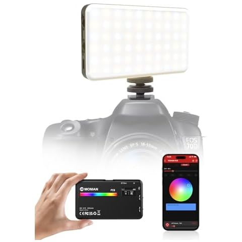 MOMAN On Camera Light, 91 LEDs RGB Camera Video Lights for Photography, CRI 95+ Dimmable 2500-9000K, 3100mAh, PC8 Portable Camera Video Recording Lighting Panel with Cold Shoe, On-Camera-Video-Light Cover