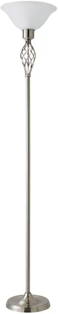 Traditional Nickel Twist Floor Lamp with Frosted Alabaster Shade | Alabaster Lamp