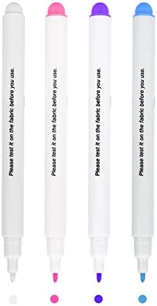 4Pcs Disappearing Ink Fabric Marker Pen Vanishing Air Water Erasable Fabric Marking Pen for Cloth and Fabrics Sewing, Stitching