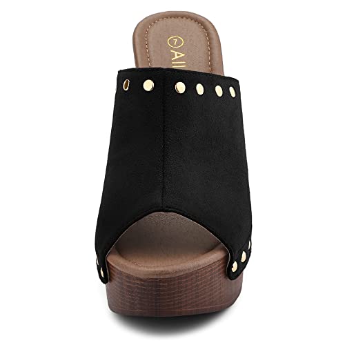 Allegra K Women's Open Toe Platform Block Heel Slides Sandals3