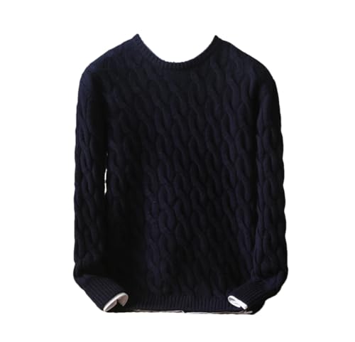 Men Thickened Cashmere Sweater 100% Merino Wool Tops O-Neck Twisted Pullover Knitted Loose Long Sleeve Sweater