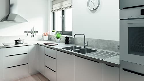 GROHE Start, Küchenarmatur mit hohem Auslauf (Wasserhahn für die Küche, Spültischarmatur mit praktischem 150° Schwenkbereich, werkzeugfreie Spülbecken-Montage), chrom, 30470000