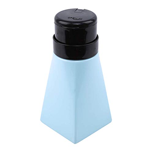 Remingtape Prensa de uñas Botella de alcohol líquido, removedor de esmalte de descarga, botella de agua, prensa portátil, dispensador de vacías, azul