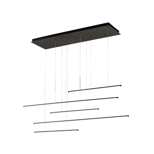 Vetrineinrete® lampadario a sospensione 38 watt lampada a led design minimal 3 colorazione di luce soggiorno open space (Nero)