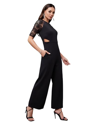 Image of Miss Chase Women's Self Design Cut-Out Georgette Jumpsuit