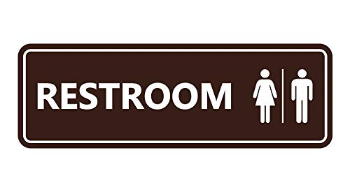 Panneau de toilettes unisexe standard signaletique porte marron fonce L