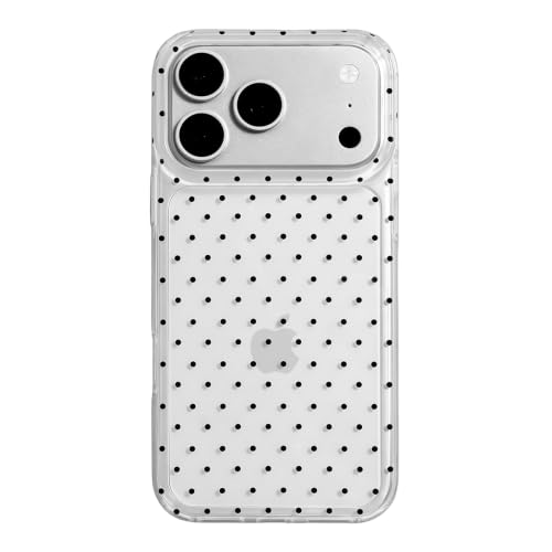 Coque iPhone 17 Pro noir transparent motif pois esthétique protection TPU